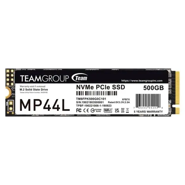 Unidad De Estado Solido Teamgroup Mp44L 500Gb, M.2, Pci-E 4.0 X4 Con Nvme 1.4