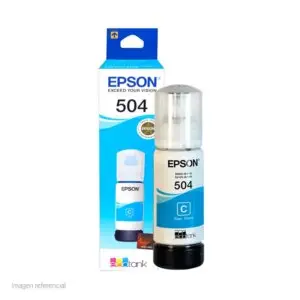 Botella De Tinta Epson T504220-Al, Color Cyan, Contenido 70Ml.