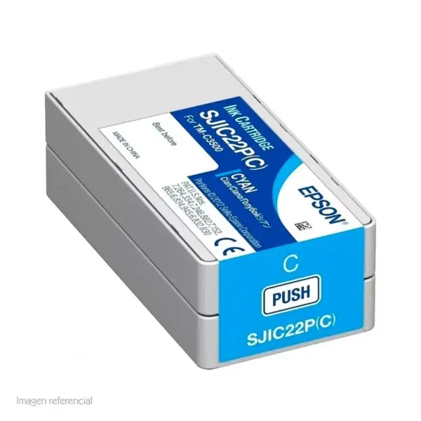 Cartucho De Tinta Epson Color Cian Para Impresoras Epson Tm-C3500.